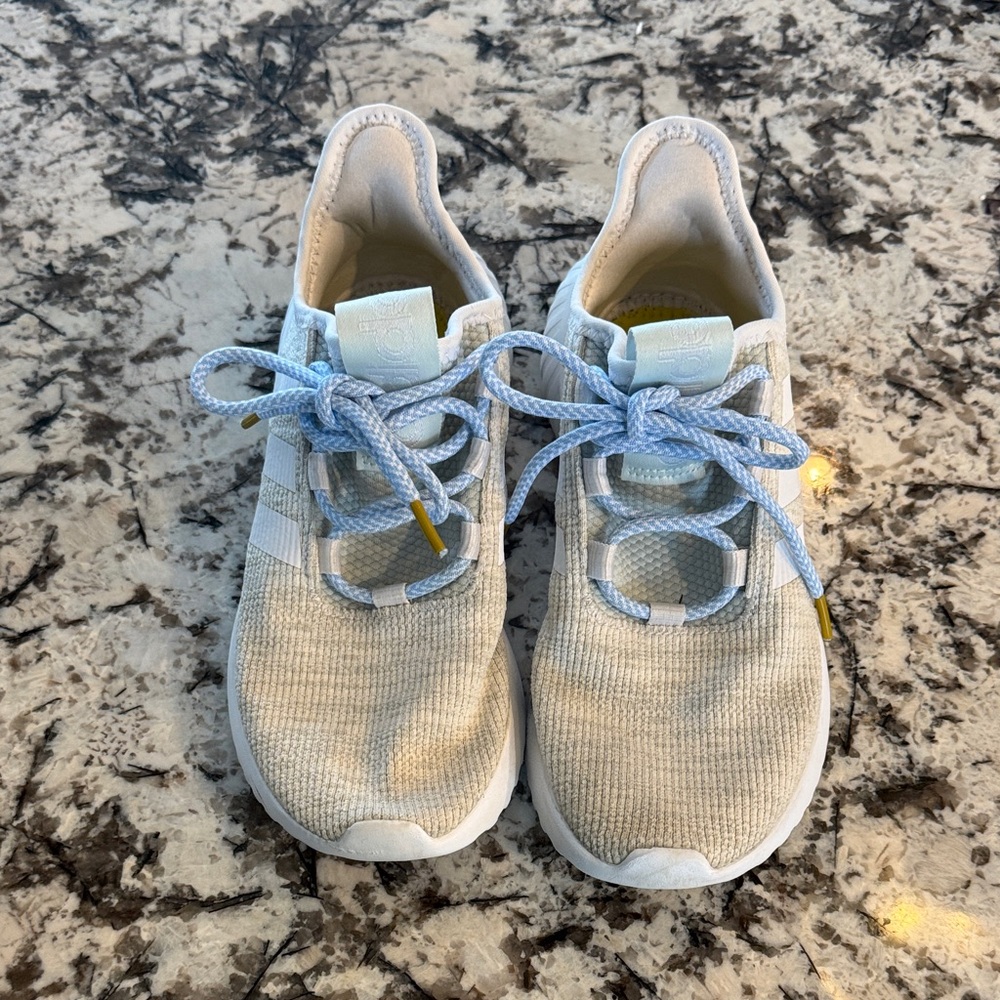 Beige and Blue Sneakers